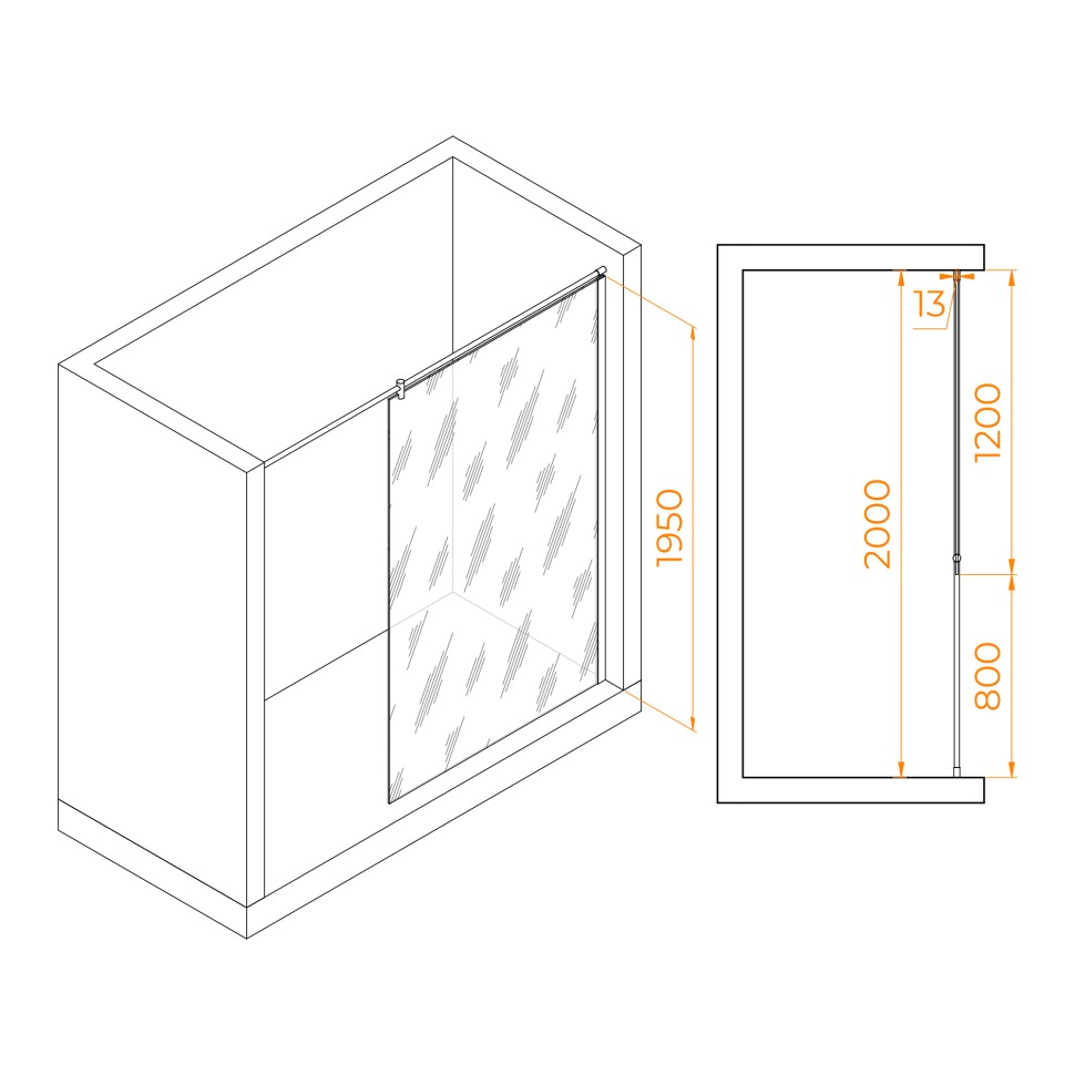 Душевая перегородка RGW WA-034 (Прозрачное, 1200)