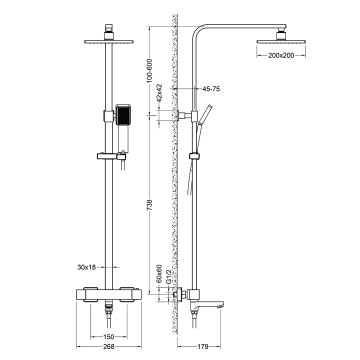 Душевая система с термостатом Timo Tetra-thermo SX-0169/03 черный