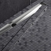 Душевой лоток TIMO Drain System 600 с двусторонней панелью "plate" под плитку, Сатин