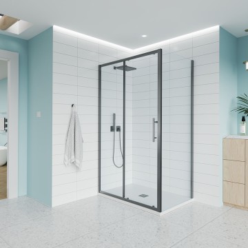 Душевой угол Veconi Evo 100SP GR 1000х900x1950, графит брашинг, прозрачное стекло