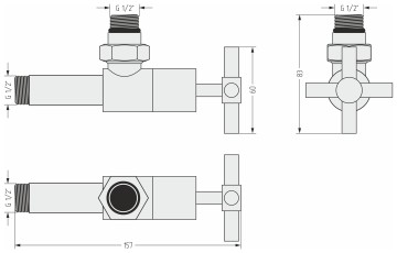 Вентиль угловой крест (G 1/2" НР х G 1/2" НР)