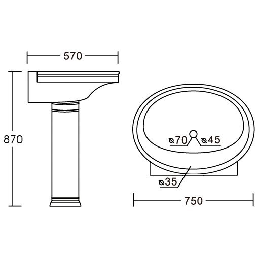 Умывальник Ceramalux 1411