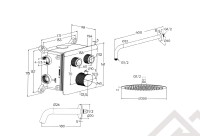 Душевая система скрытого монтажа для душа MILLEAU Tissage TERMO 2SBIT/324.1-CR на 2 потока (комплект с монтажным блоком), хром