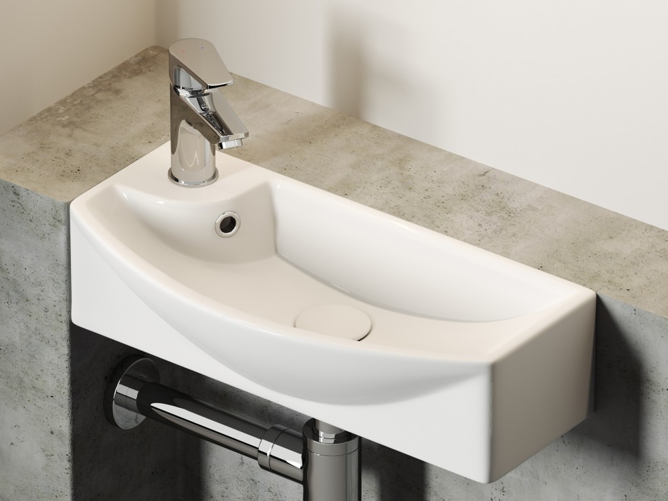 Умывальник подвесной прямоугольный с крепежом (чаша справа, отверстие под смеситель слева) Element 455x220x130мм