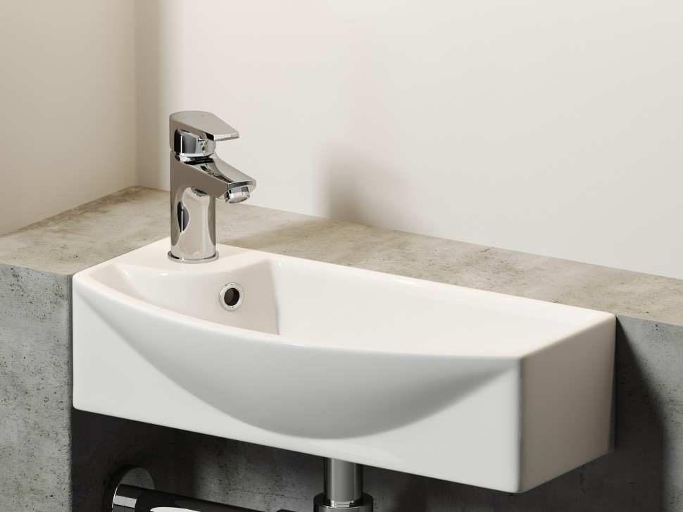 Умывальник подвесной прямоугольный с крепежом (чаша справа, отверстие под смеситель слева) Element 455x220x130мм