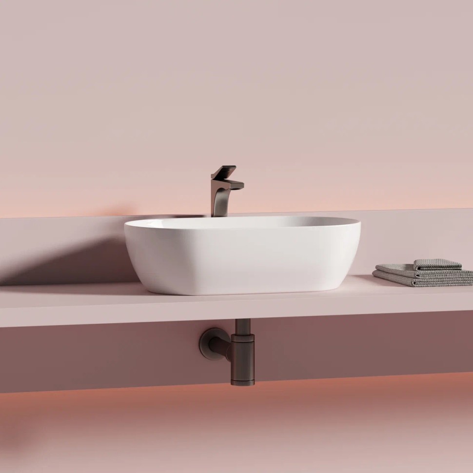 Раковина CERAMICANOVA Twist накладная овальной формы 500x300x140 белый CN12001