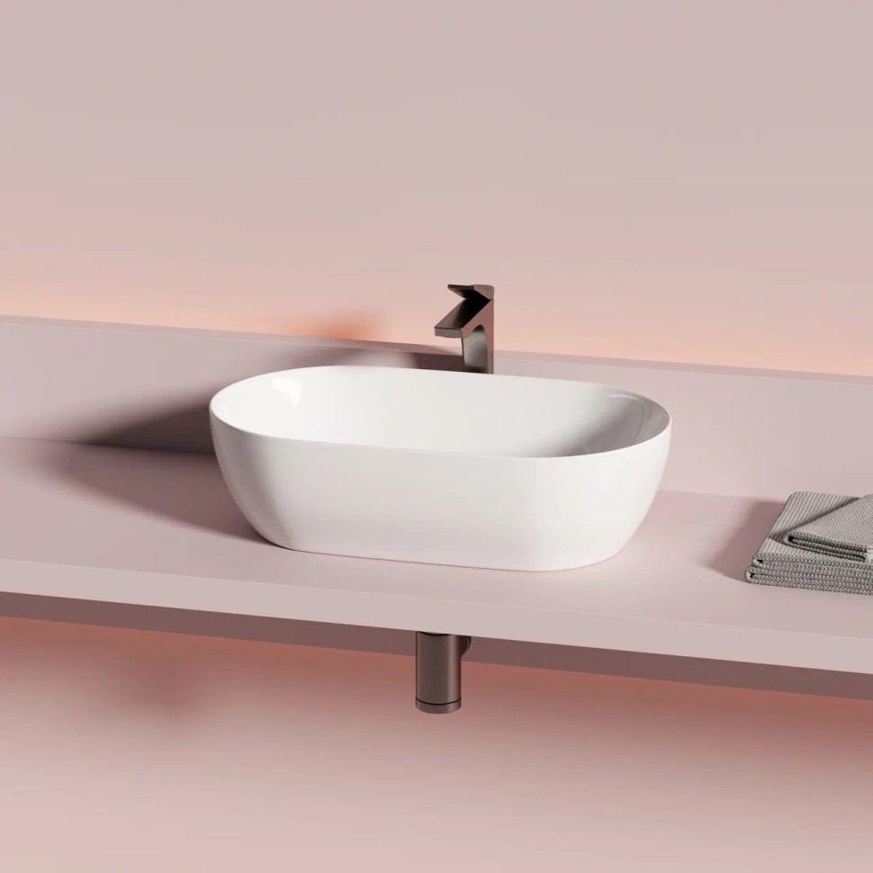 Раковина CERAMICANOVA Twist накладная овальной формы 500x300x140 белый CN12001