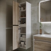 Шкаф-пенал SANCOS Smart подвесной дуб бардолино/белый, 350х300х1600 мм, арт. PSM35E