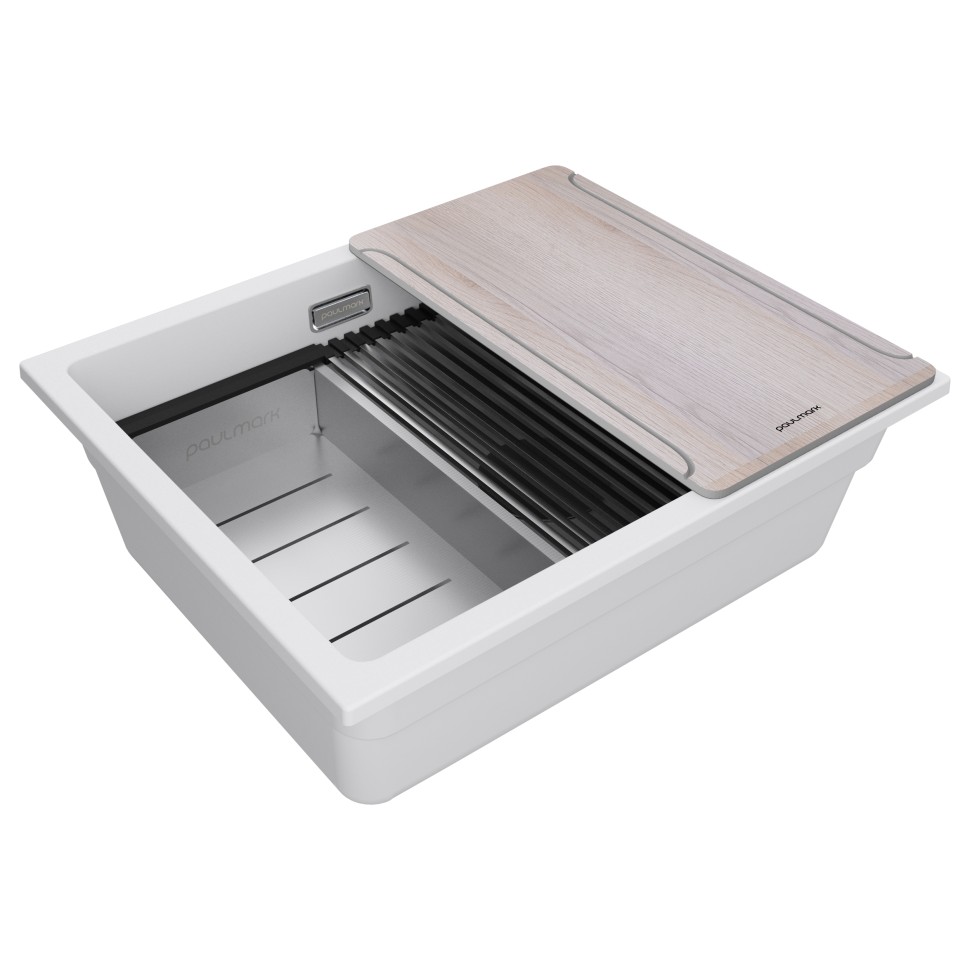 Мойка LUMI-MULTI SINK 55 UNI, IT-GRANIT, LU-MULTI 55-WH, белый, 550х450, Paulmark