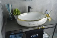 Раковина Gid Nc472 52222 накладная белая / золото 60x41x15
