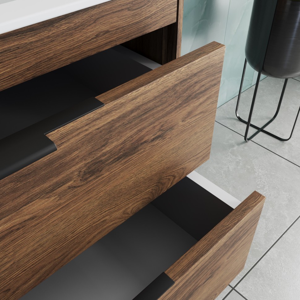 База под раковину Vincea  Chiara 2D 800 подвесная, 2 выкатных ящика soft-close, С.Oak