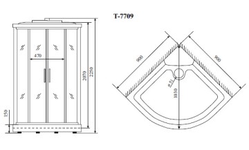 Timo Lux T-7709 NEW душевая кабина 90*90*225