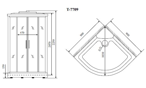 Timo Lux T-7709 NEW душевая кабина 90*90*225
