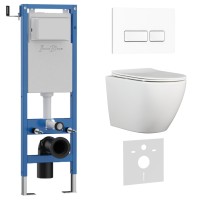 Комплект 3в1 IBERICA BLANCA инсталляция SILENCIO MINI, унитаз BILBAO ALTO белый, кнопка смыва ESTI-R белый глянцевый (IB.001M.BLA.234.211)