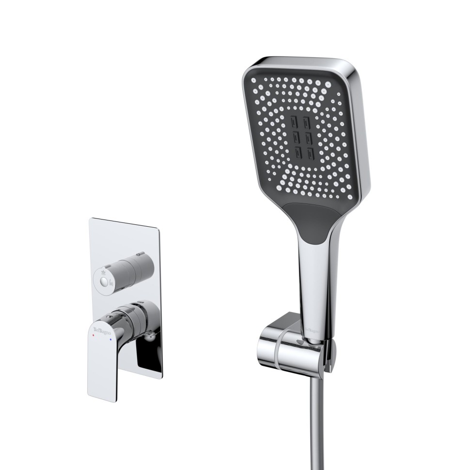 Душевой комплект встраиваемый с изливом BelBagno DUE-VDSET-CRM