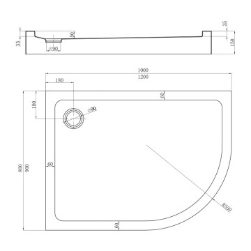 Душевой поддон Veconi Tezeo acrylic TZ-55LB, 1200x800x150, акрил, черный
