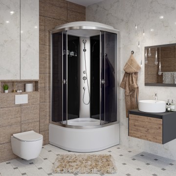 Душевая кабина Niagara Eco E90/40/TN (90х90х215) высокий поддон(40см),стекло тонированное,4 места