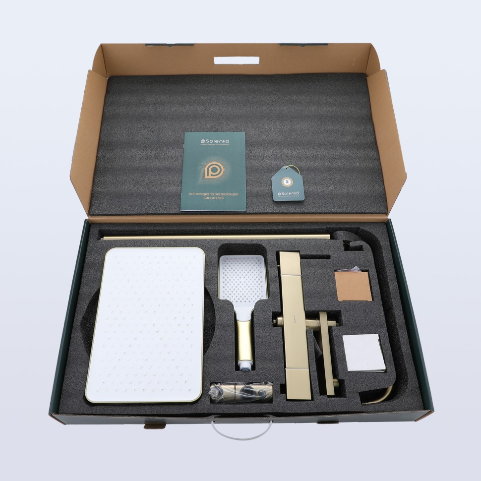 Душевая система Splenka с термостатом для ванны S224.26.03 Золотой сатин