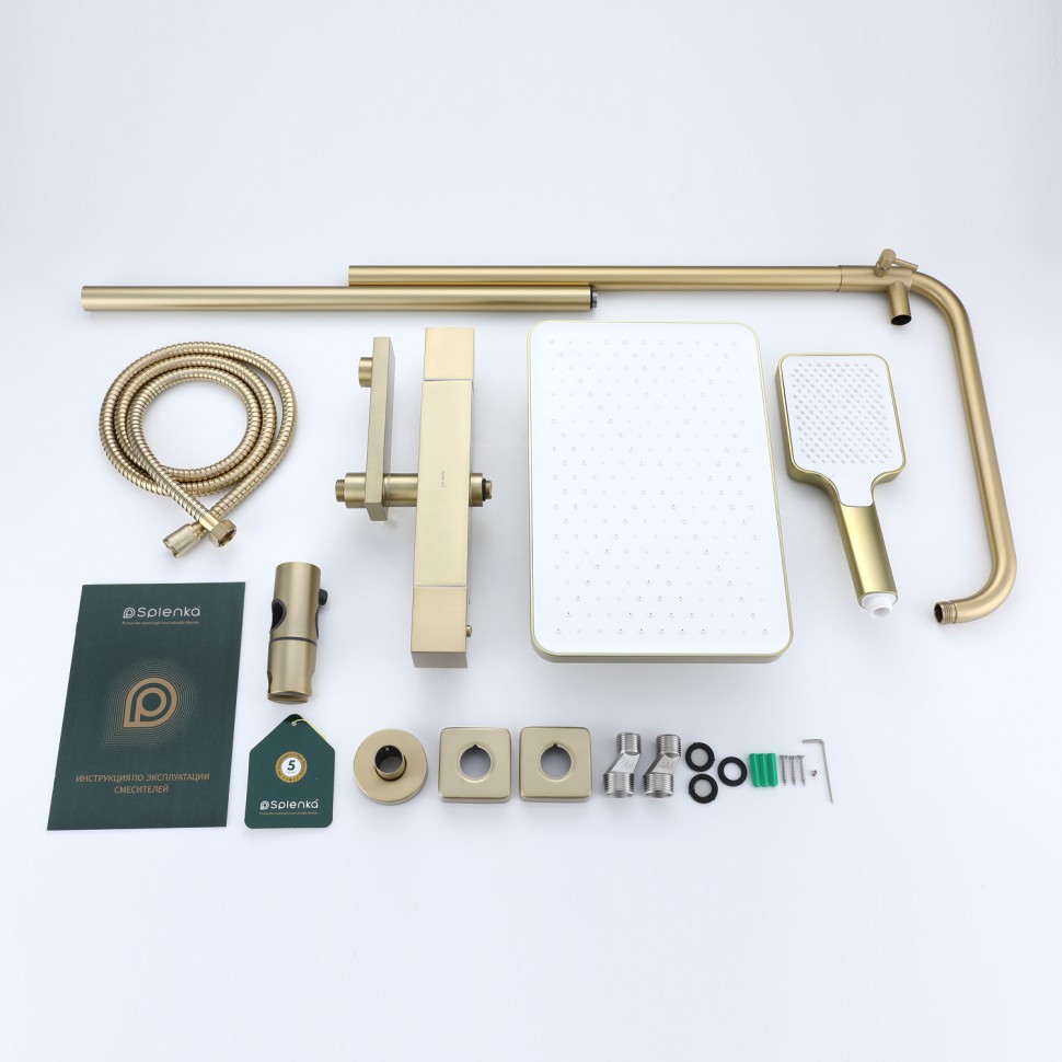 Душевая система Splenka с термостатом для ванны S224.26.03 Золотой сатин