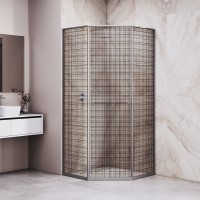 Душевой уголок RGW SV-82Gr "L" (Черная вуаль, 1000x1000)