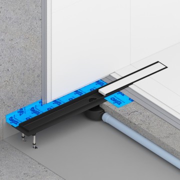 Душевой лоток TIMO Drain System 600 с двусторонней панелью "plate" под плитку, Чёрный