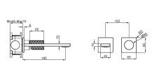 Смеситель для раковины Альто (Alto) VBFW-6AL1GM встраиваемый, вороненая сталь