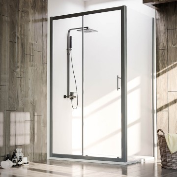 Боковая панель Veconi KP-05B, 900х1900 черный, стекло прозрачное
