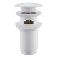Донный клапан ABBER AF0009W для раковины с переливом, клик-клак, белый