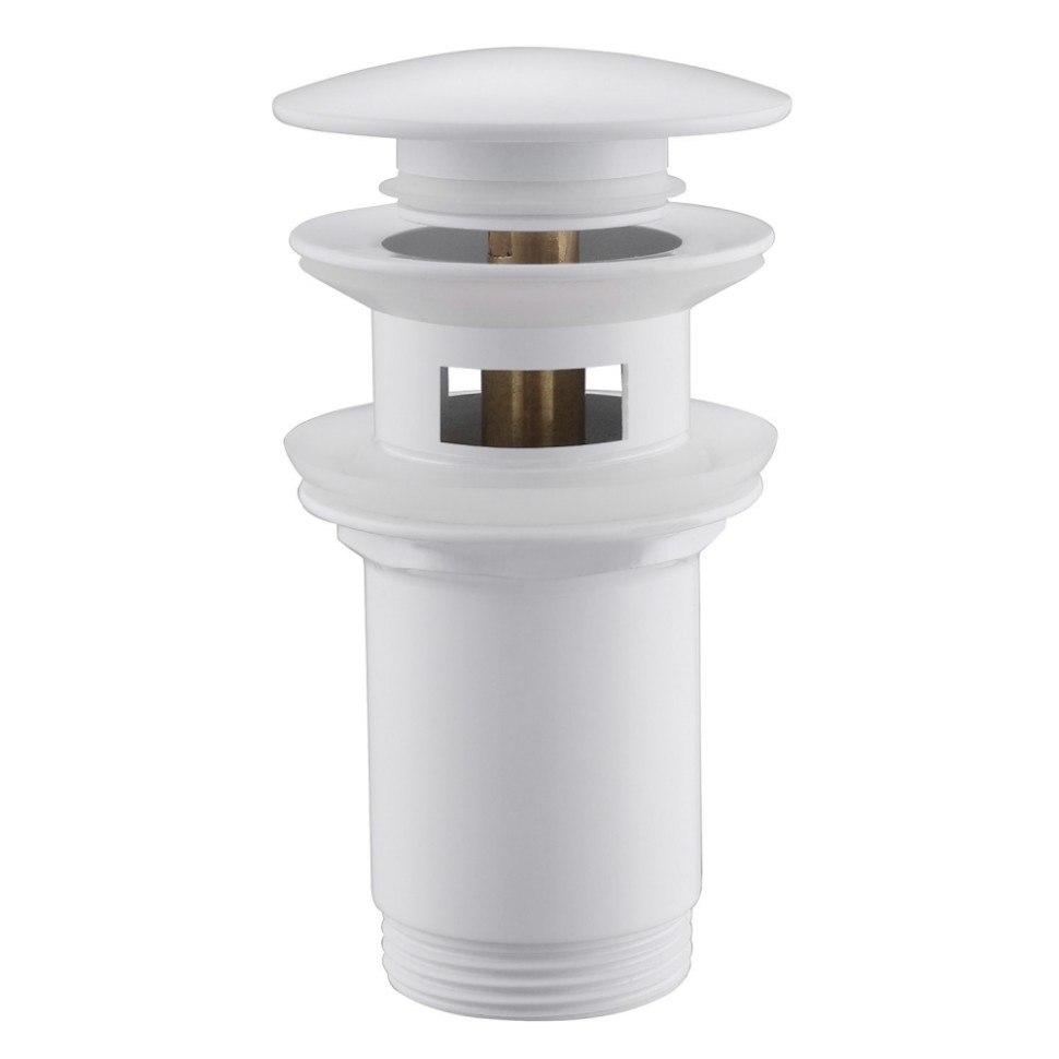 Донный клапан ABBER AF0009W для раковины с переливом, клик-клак, белый