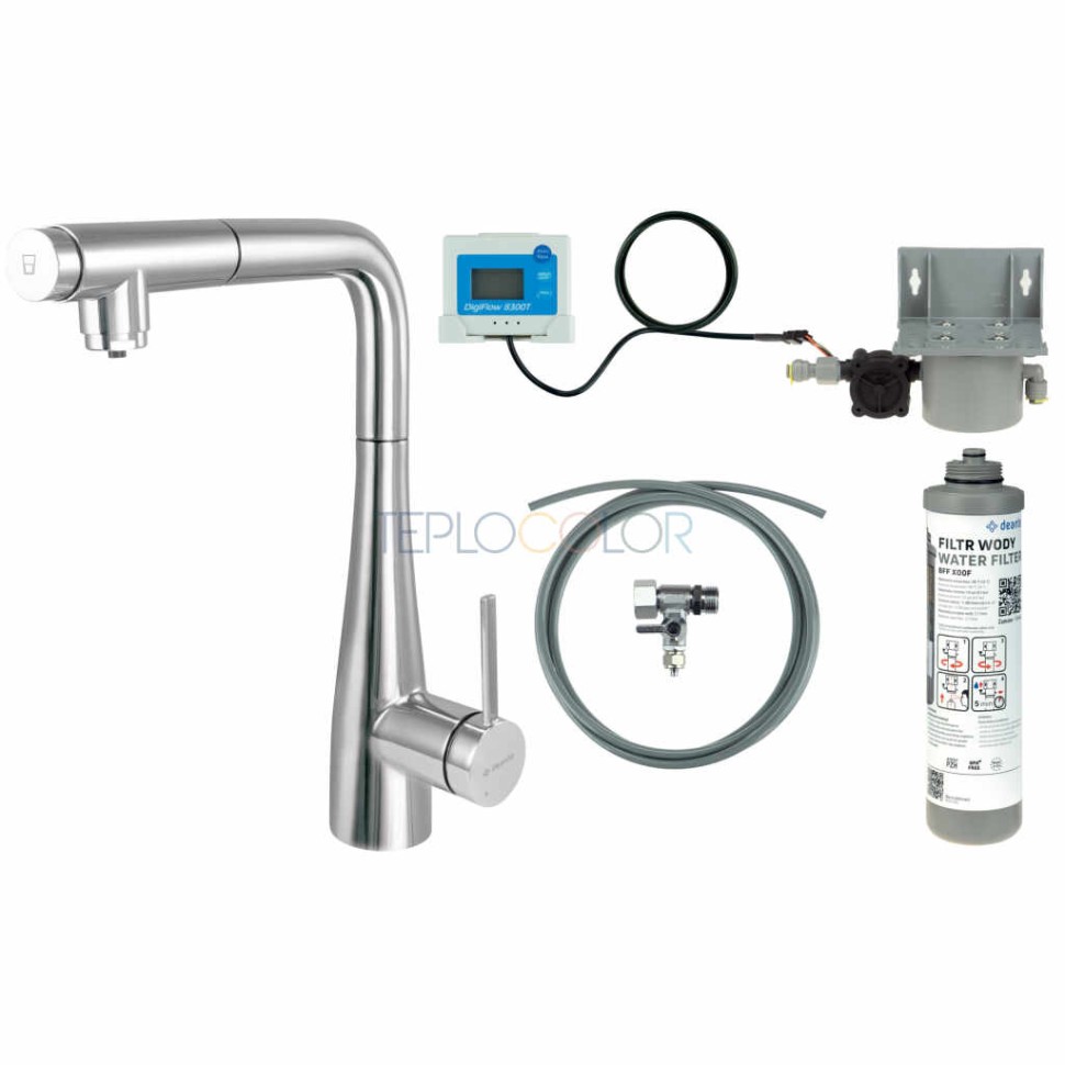 Смеситель для кухни, с комплектом фильтрации воды, с выдвижным изливом