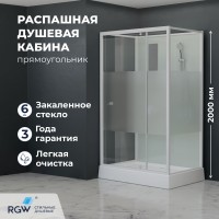 Душевая кабина прямоугольная, распашная дверь, стеклянная, профиль белый - RGW AN-207 (900x1000, Белый)