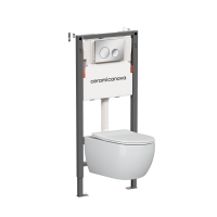 Комплект Подвесной унитаз PLAY Rimless + Система инсталляции Balance кнопка Circle, хром глянцевый