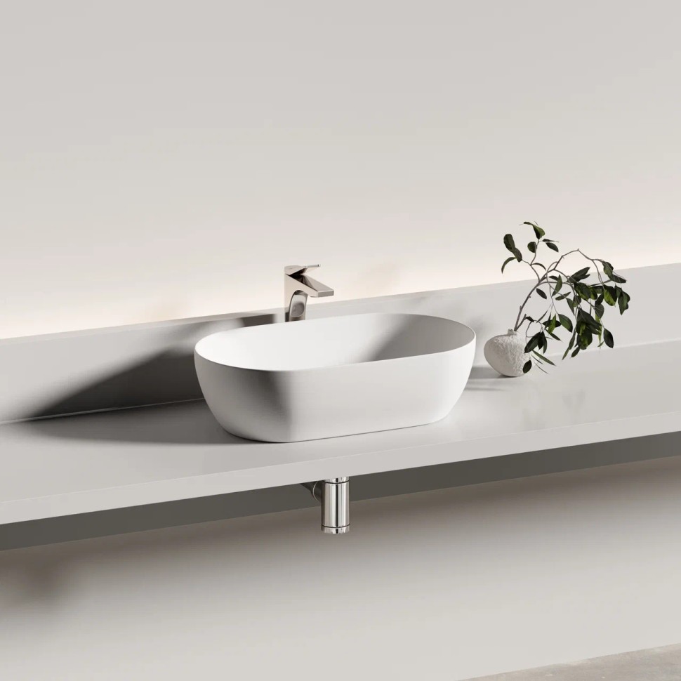 Раковина CERAMICANOVA Twist накладная овальной формы 500x300x140 белый матовый CN12001MW