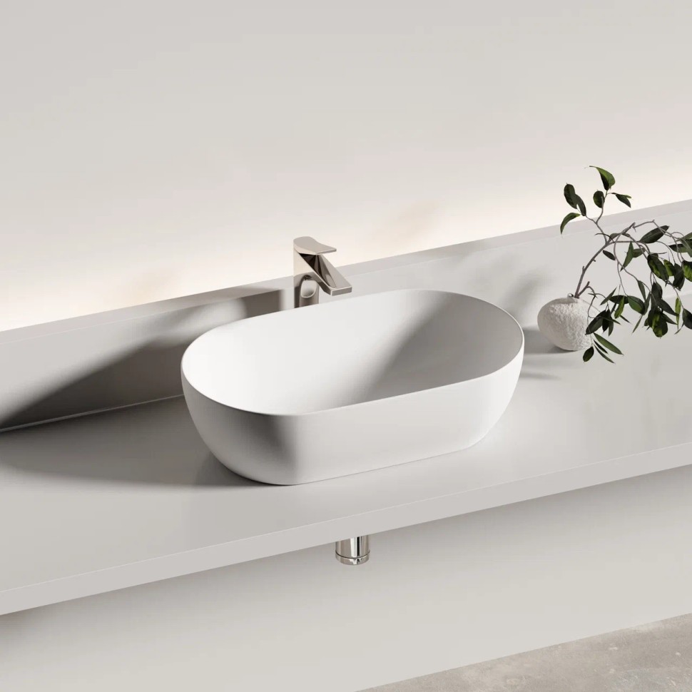 Раковина CERAMICANOVA Twist накладная овальной формы 500x300x140 белый матовый CN12001MW