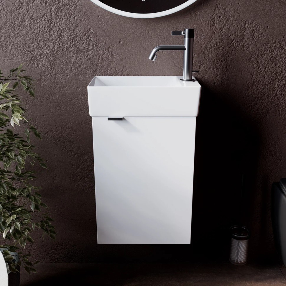 Тумба подвесная SANCOS Mini 355х205х500, с распашной дверцей, внутри 1 полка, белый глянец , арт.MN35WR