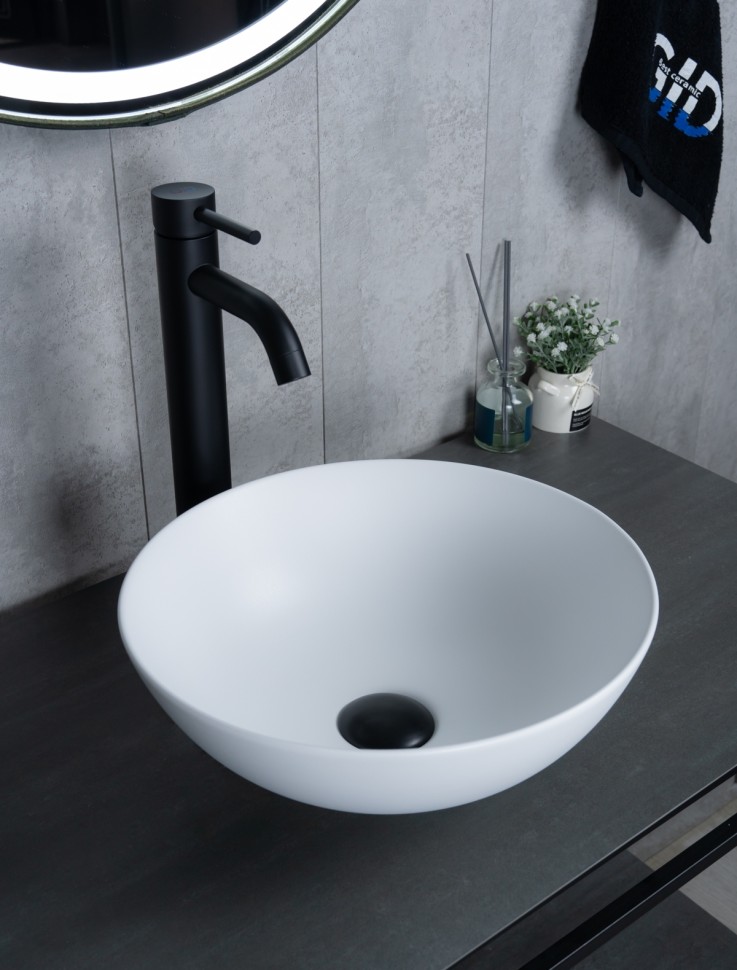 Раковина Gid 9081wm 51244 накладная белая матовая 36x36x14
