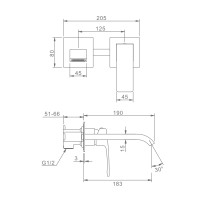 Смеситель Raglo встраиваемый для умывальника, графит