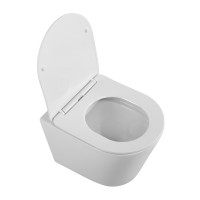 Унитаз подвесной безободковый с сиденьем BelBagno FLAY-R BB053CHR/SC