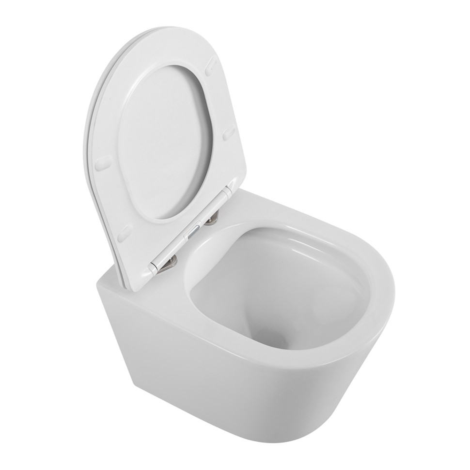 Унитаз подвесной безободковый с сиденьем BelBagno FLAY-R BB053CHR/SC