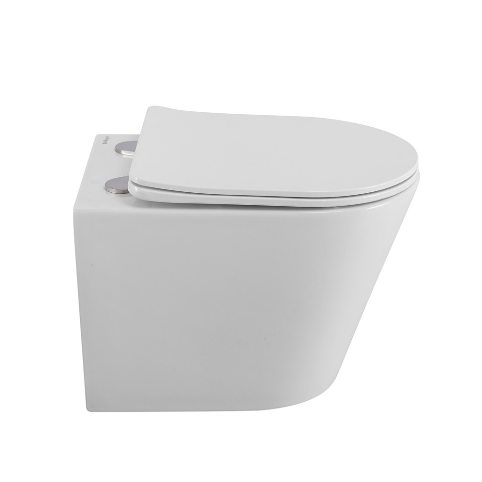 Унитаз подвесной безободковый с сиденьем BelBagno FLAY-R BB053CHR/SC