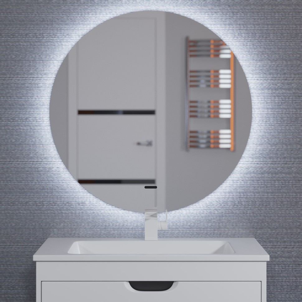 Зеркало для ванной с подсветкой Uperwood Modul 65*65, бесконтактный сенсор, антизапотевание, круглое, холодная подсветка