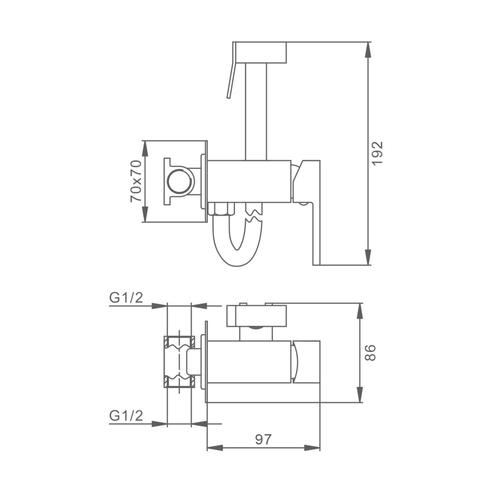 Смеситель Splenka встраиваемый с гигиеническим душем S98.52.03 Золотой сатин