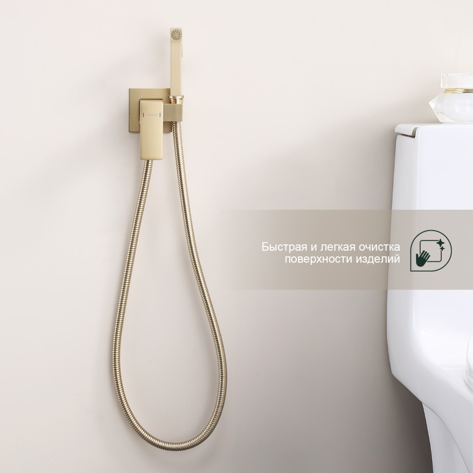 Смеситель Splenka встраиваемый с гигиеническим душем S98.52.03 Золотой сатин