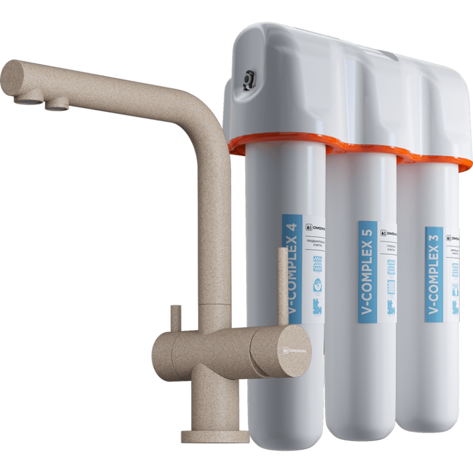 Комплект смеситель+фильтр Omoikiri Nagano-SA-P + Pure drop Lite