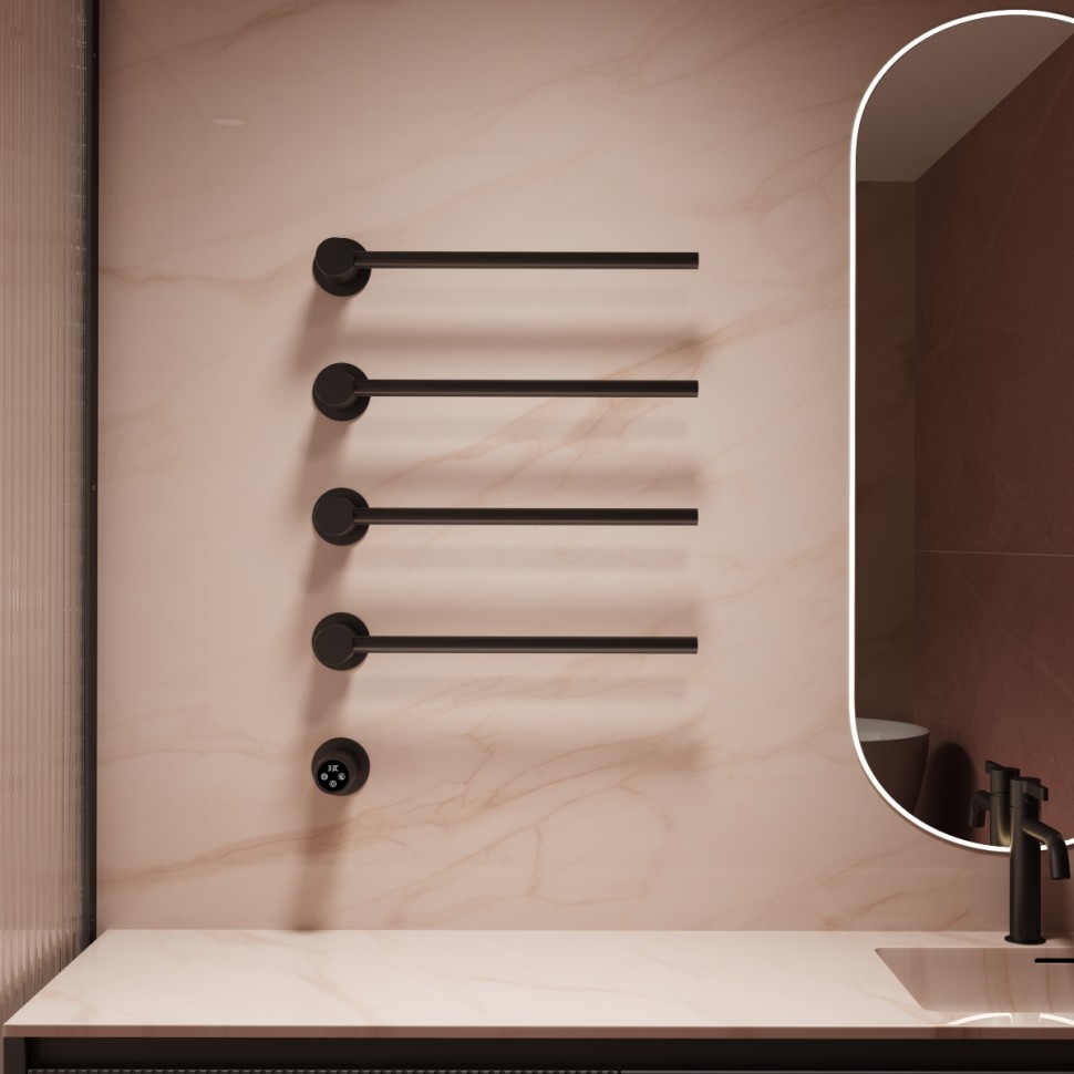 Полотенцесушитель электрический Vincea VTD-2H1MB, черный, таймер