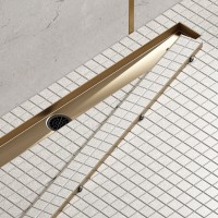 Душевой лоток TIMO Drain System 600 с двусторонней панелью "plate" под плитку, Золото матовое