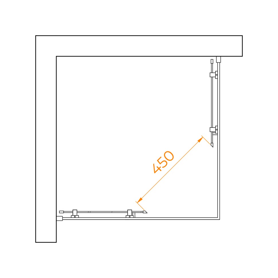 Душевой уголок RGW PA-030B (Матовое-Сатинат, 800x800)