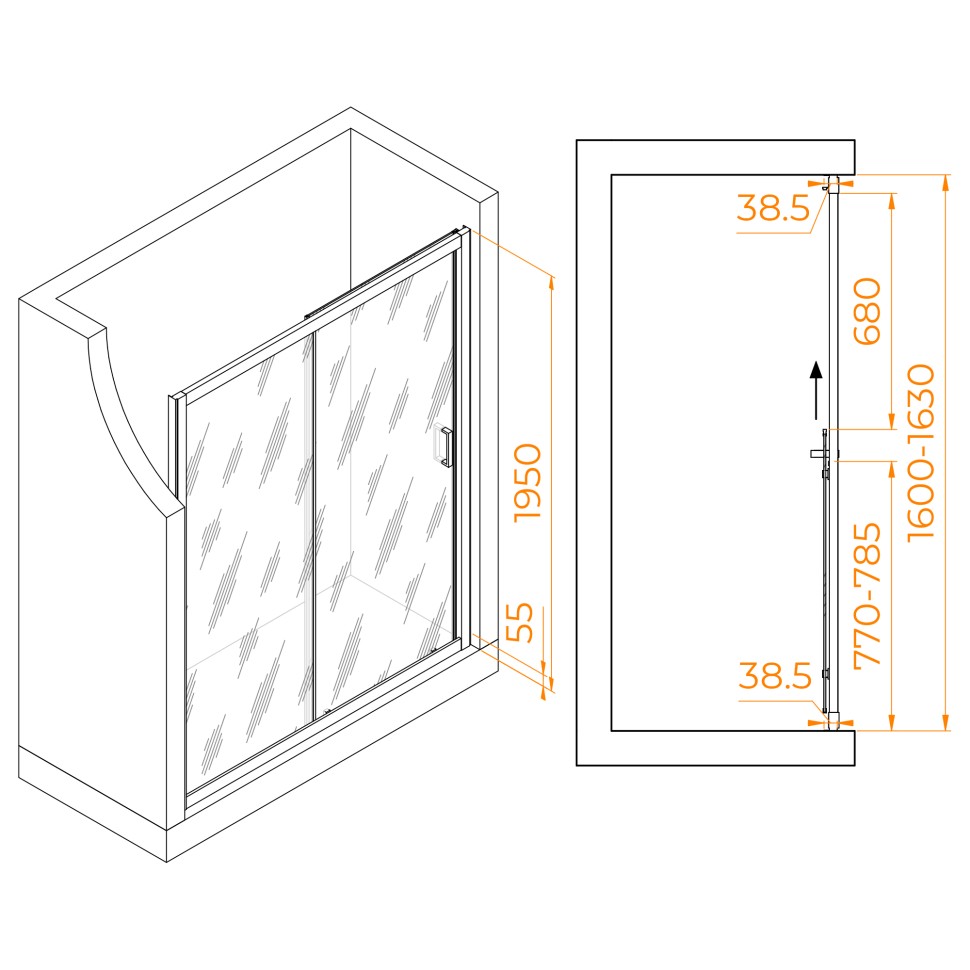 Душевая дверь RGW PA-016 (Прозрачное, 1600)