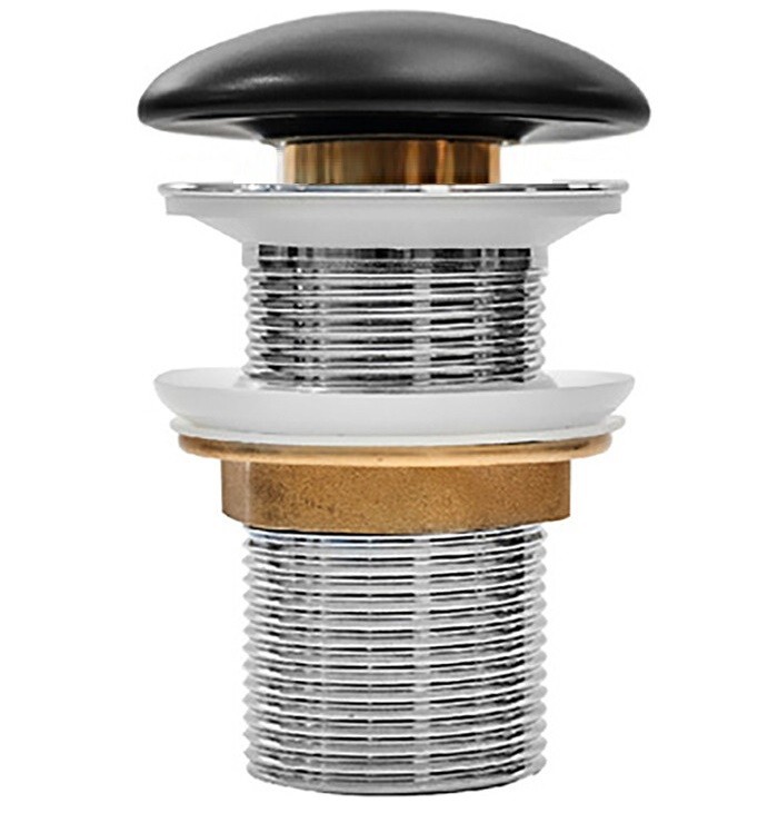 Донный клапан Clik-clak MILLEAU PD1MB/OO с керамической накладкой (матовый черный) для раковины без перелива