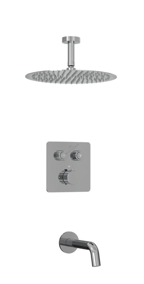 Душевая система скрытого монтажа для душа MILLEAU Tissage TERMO 2SBIT/324.2-CR на 2 потока (комплект с монтажным блоком), хром